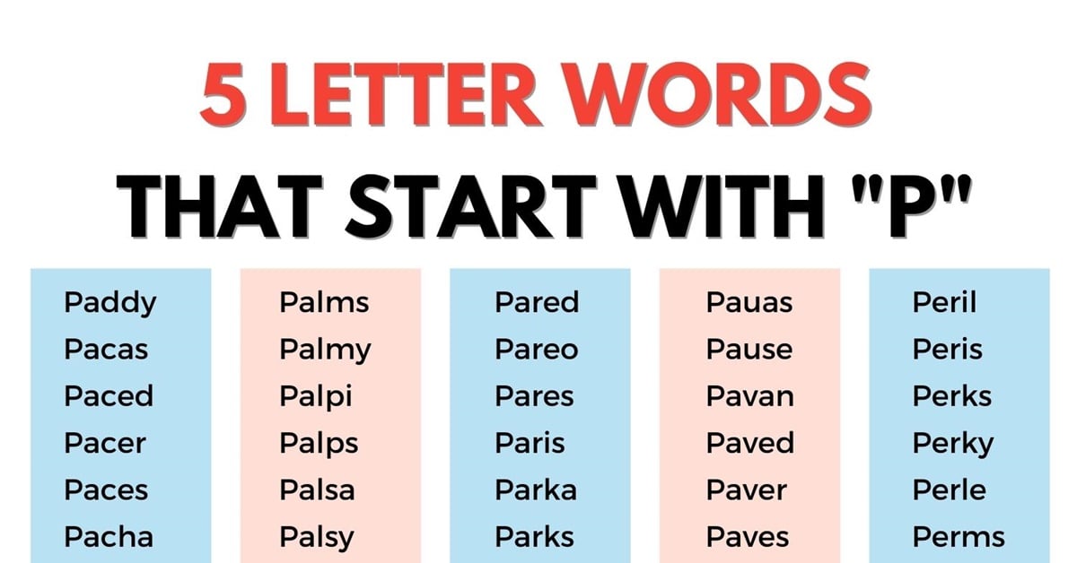 5 Letter Words That Start With P