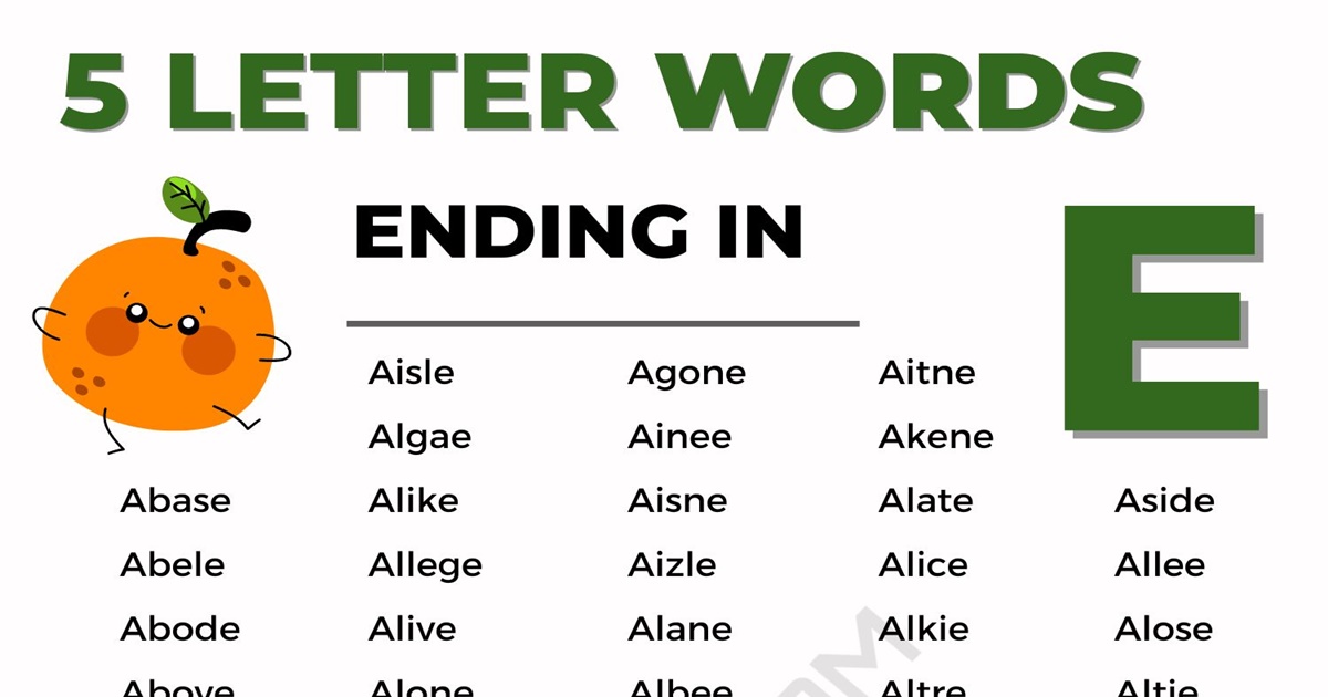 Five Letter Words Start With A And End With E