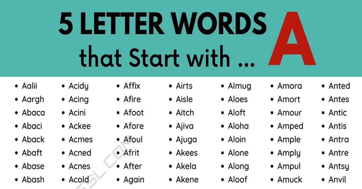 Five Letter Words Start With En