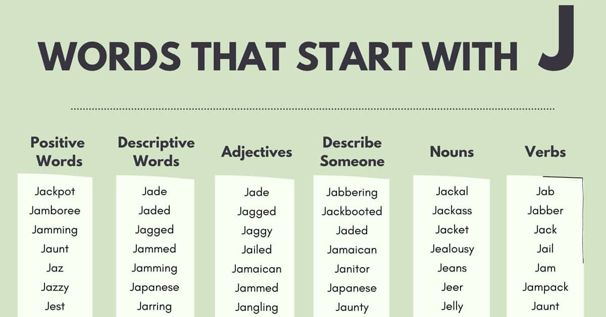5 Letter Words That Start With Ja