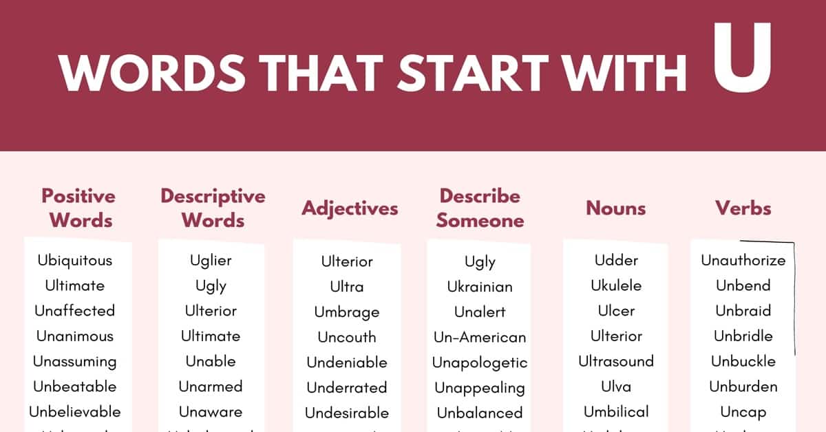 Words That Start With An U