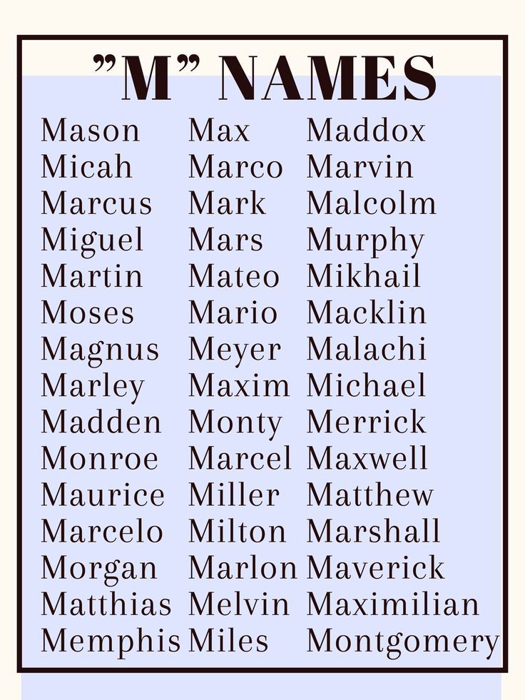 Boy Names That Start With Mar