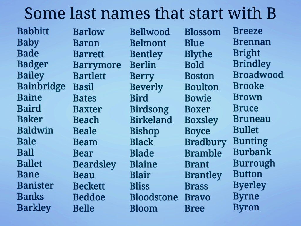 Last Names That Start With B