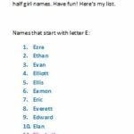 4 Letter Names That Start With E