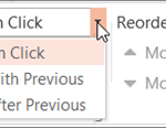 Animation Can Start On Click, With Previous, Or After Previous.
